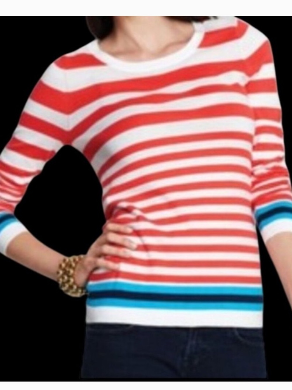 Lilly Pulitzer Women’s Jesse Red & White Striped Knit Sweater with Blue size XL